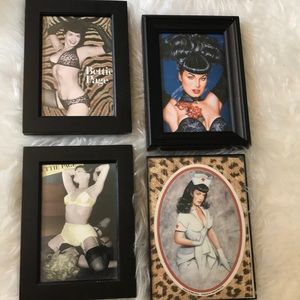 FINAL PRICE.Framed Bettie Page photos/art set of 4